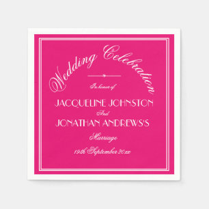 Chic Fuchsia Wedding Elegant White Script Names Napkins