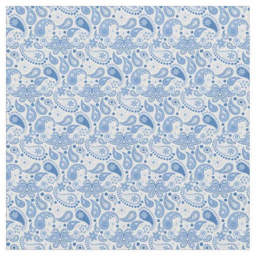 Chic Fun Blue and White Paisley Fabric | Zazzle