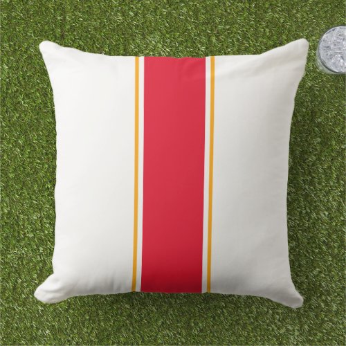 Chic Fun Bright Red White Two Tone Racing Stripes Outdoor Pillow