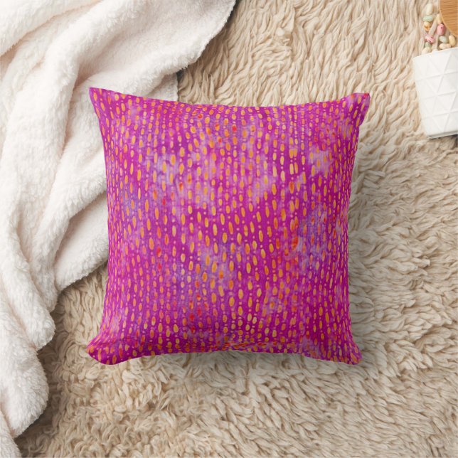 Chic Fun Colorful Bohemian Batik Pattern Design Throw Pillow (Blanket)