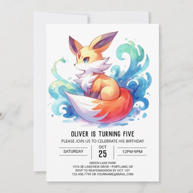 Chic Fun Fox Birthday Invitation (Front)