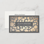 Chic Fun Gold Circles Gray Trendy Designer Business Card (Front/Back)