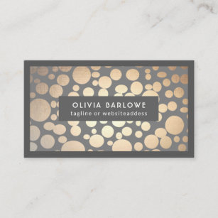 Chic Fun Gold Circles Gray Trendy Designer Business Card