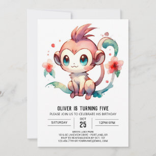 Chic Fun Monkey Birthday Invitation