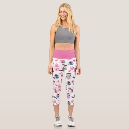 Chic Fun Tea Party Capri Leggings