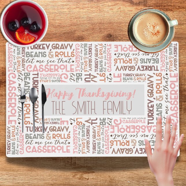 Chic Fun Thanksgiving Turkey Beans Casserole Placemat (Creator Uploaded)