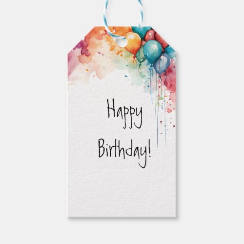 CHIC FUN WATERCOLOR COLORFUL PARTY BALLOONS GIFT TAGS