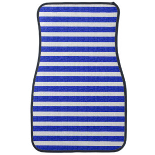Chic Funny Blue Geometric Stripes Car Floor Mat