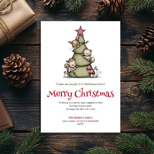 Chic funny Christmas tree greeting card