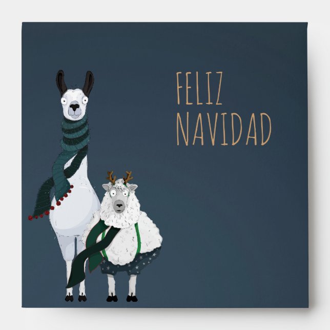 Chic Funny Fleece Navidad Blue Grey Customizable  Envelope (Front)