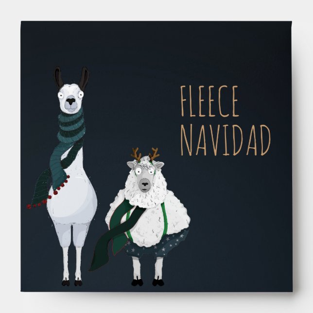 Chic Funny Fleece Navidad Dark Blue Customizable  Envelope (Front)