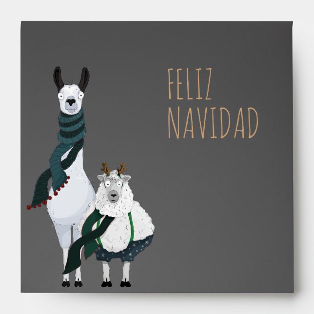 Chic Funny Fleece Navidad Grey Customizable Envelope (Front)
