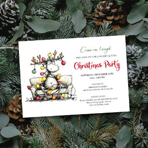 Chic Funny Reindeer Christmas Party Invitation
