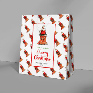 Chic funny Santa Claus festive red green gift bag