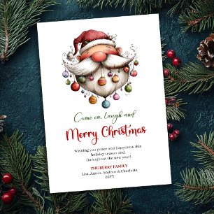 Chic Funny Santa Hand Drawn Red Green Greeting Holiday Card