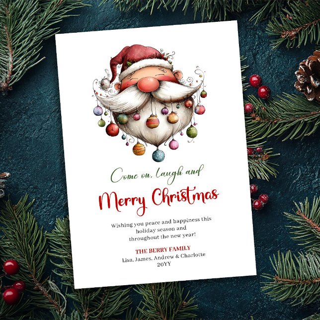 Chic Funny Santa Hand Drawn Red Green Greeting  Holiday Card (Chic Funny Santa Hand Drawn Red Green Greeting Card)