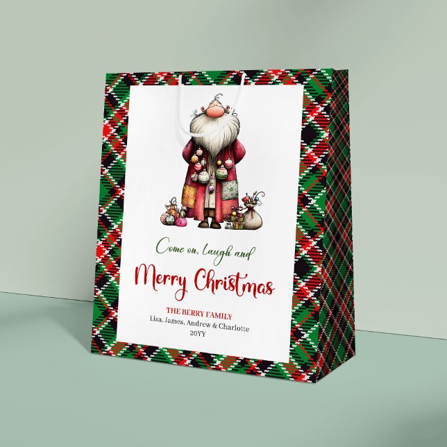 Chic Funny Santa Hand Lettered Holiday Gift Bag (Chic Funny Santa Hand Lettered Holiday Gift Bag)