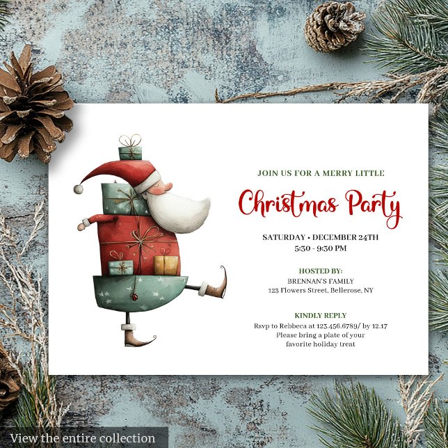 Chic Funny Santa Watercolor Christmas Party Card (Chic Funny Santa Watercolor Christmas Party Card)