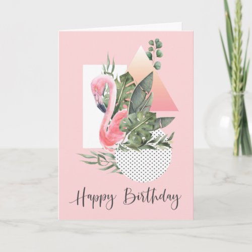 Chic Funny Tropical Pink Flamingo Birthday Card