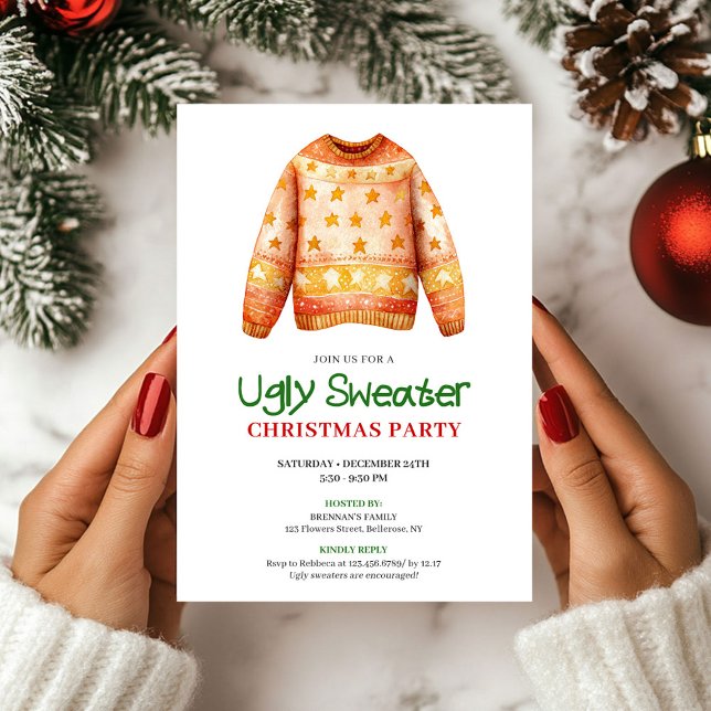 Chic Funny Ugly Sweater Holiday Party Invite (Chic Funny Ugly Sweater Holiday Party Invite)