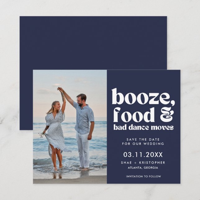 Chic Funny Wedding Photo Save the Date Announcement (Front/Back)