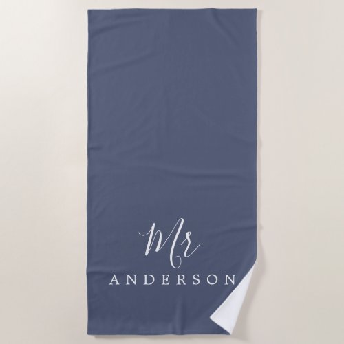 Chic Future Mr Blue Indigo Monogram Beach Towel