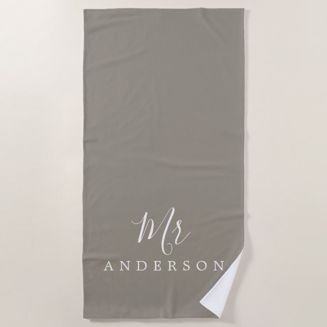 Chic Future Mr Gray Monogram Beach Towel (Front)