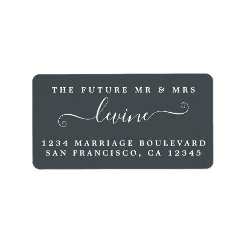 Chic Future Mr Mrs Black Wedding Return Address Label