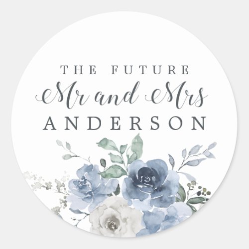 Chic Future Mr Mrs Blue Ivory Floral Envelope Seal