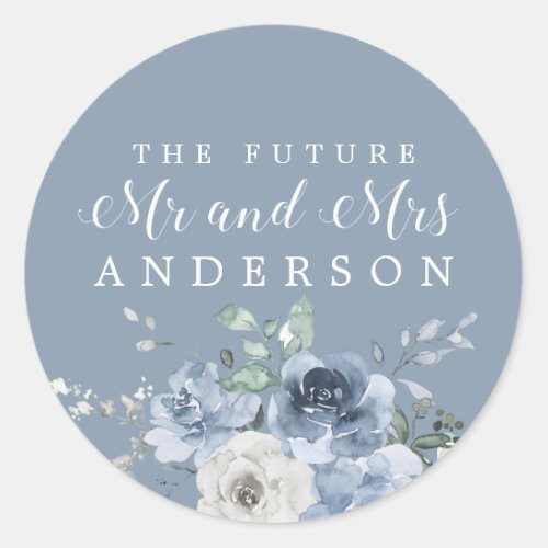 Chic Future Mr Mrs Blue Ivory Floral Envelope Seal