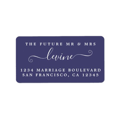 Chic Future Mr Mrs Blue Wedding Return Address Label