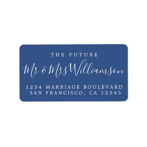 Chic Future Mr Mrs Blue Wedding Return Address Label