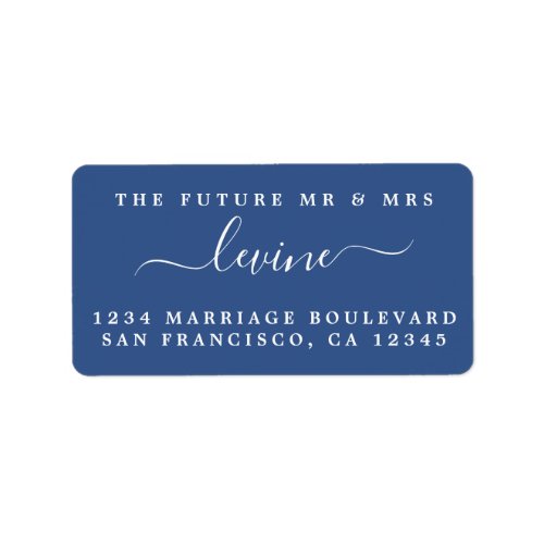 Chic Future Mr Mrs Blue Wedding Return Address Label