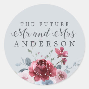 Chic Future Mr Mrs Burgundy Floral Envelope Seal