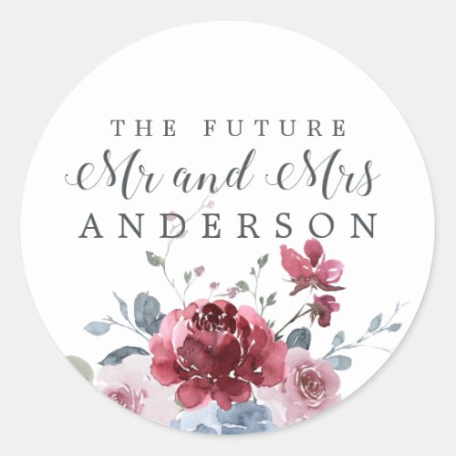 Chic Future Mr Mrs Burgundy Floral Envelope Seal