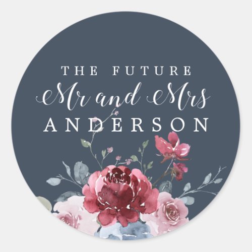 Chic Future Mr Mrs Burgundy Floral Envelope Seal