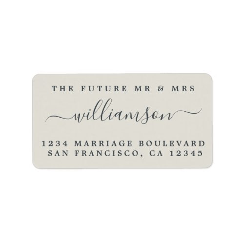 Chic Future Mr Mrs Gray Wedding Return Address Label