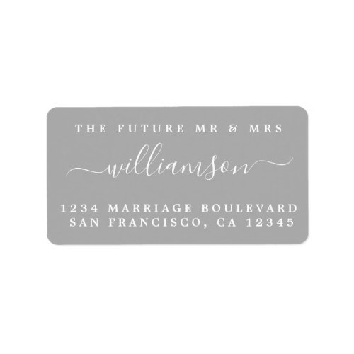 Chic Future Mr Mrs Gray Wedding Return Address Label