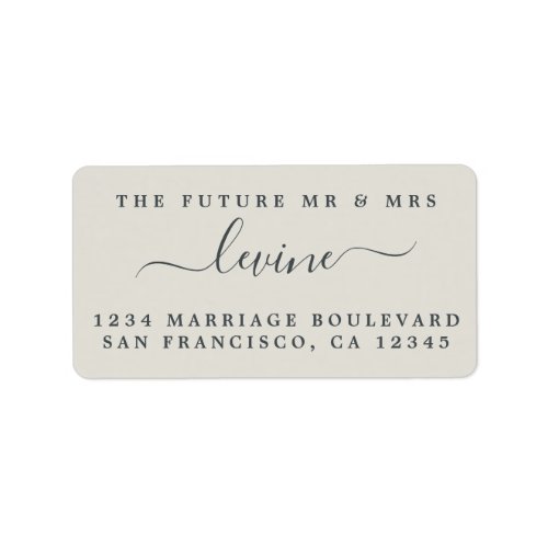 Chic Future Mr Mrs Gray Wedding Return Address Label