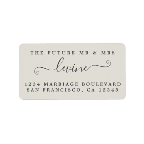 Chic Future Mr Mrs Gray Wedding Return Address Label