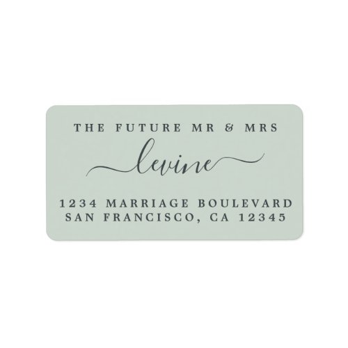 Chic Future Mr Mrs Green Wedding Return Address Label