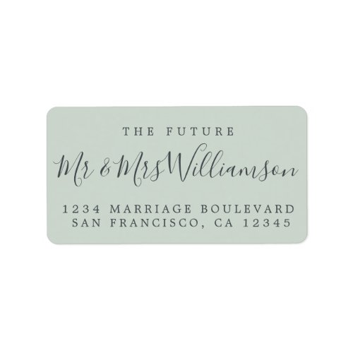 Chic Future Mr Mrs Green Wedding Return Address Label