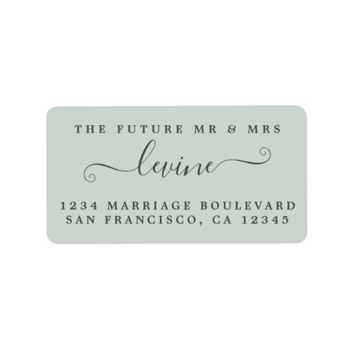 Chic Future Mr Mrs Green Wedding Return Address Label