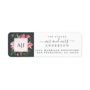 Chic Future Mr Mrs Monogram Wedding Return Address Label