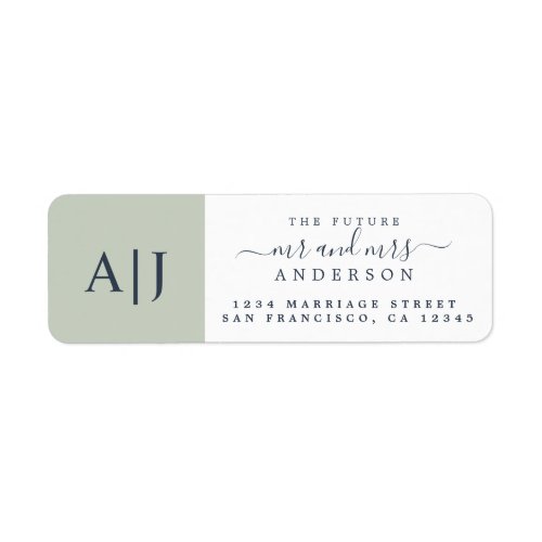 Chic Future Mr Mrs Monogram Wedding Return Address Label