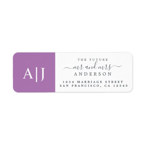 Chic Future Mr Mrs Monogram Wedding Return Address Label