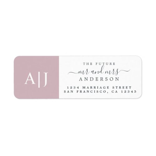 Chic Future Mr Mrs Monogram Wedding Return Address Label