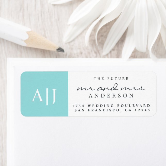 Chic Future Mr Mrs Monogram Wedding Return Address Label (Insitu)
