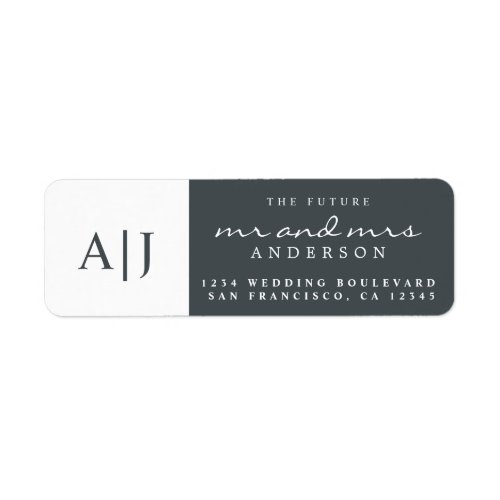 Chic Future Mr Mrs Monogram Wedding Return Address Label