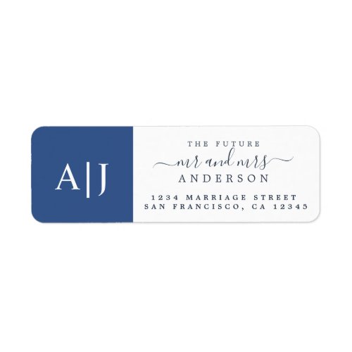 Chic Future Mr Mrs Monogram Wedding Return Address Label